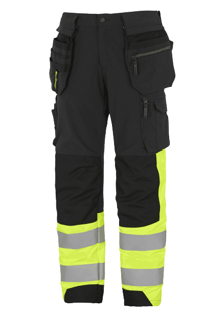 238115399 Björnkläder stretch riipputaskuhousut musta/keltainen